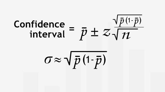 Confidence Interval for Proportion for 2 responses/actions